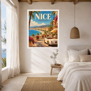 Nice France Travel Poster, French Riviera Coastal Art (Digital Download) image 5