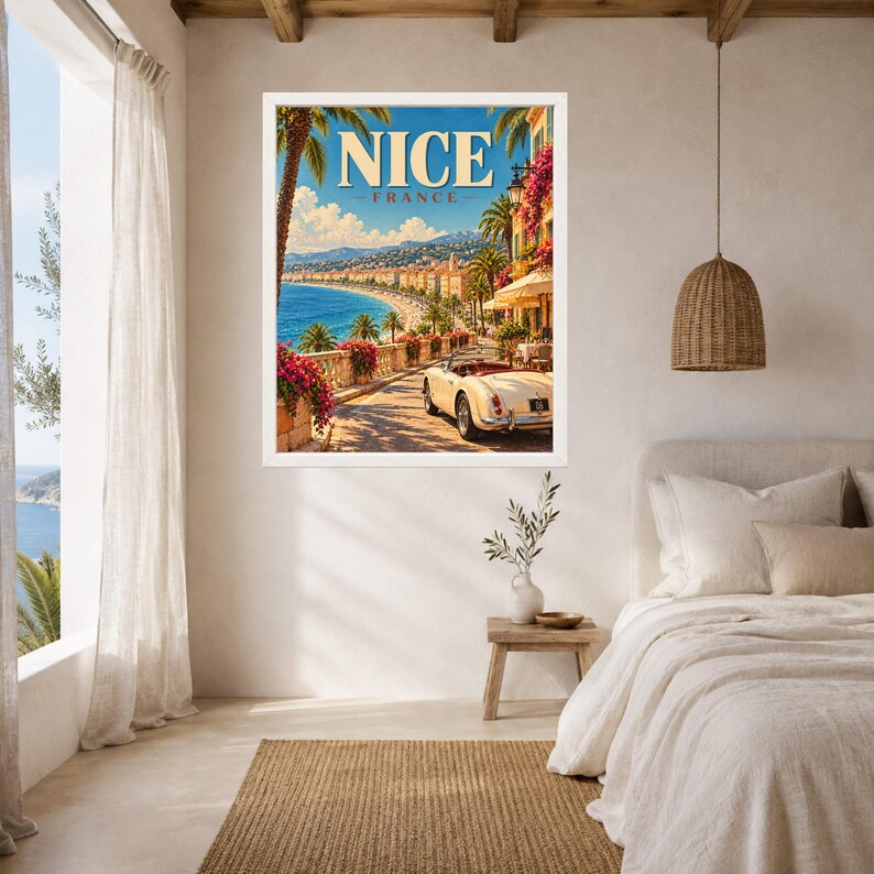 Nice France Travel Poster, French Riviera Coastal Art (Digital Download) image 5