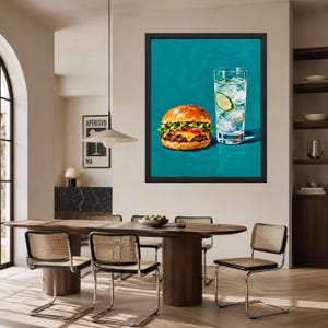 Cheeseburger and Lime Soda Print, Retro Kitchen Decor (Digital Download) image 5