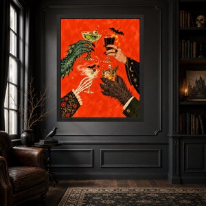 Halloween Cocktail Wall Art, Skeleton Cheers Print, Spooky Drinks (Digital Download) image 5