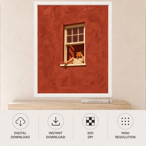 Woman Reading Window Print, Terracotta Wall Art, Book Lover Decor (Digital Download) afbeelding 10