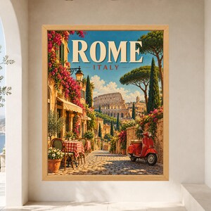 Rome Travel Poster, Colosseum Wall Art, Italy Travel Print, Italian City Decor, Digital Download image 9