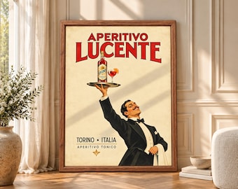 Vintage Italian Aperitivo Poster, Waiter Cocktail Bar Art (Digital Download)