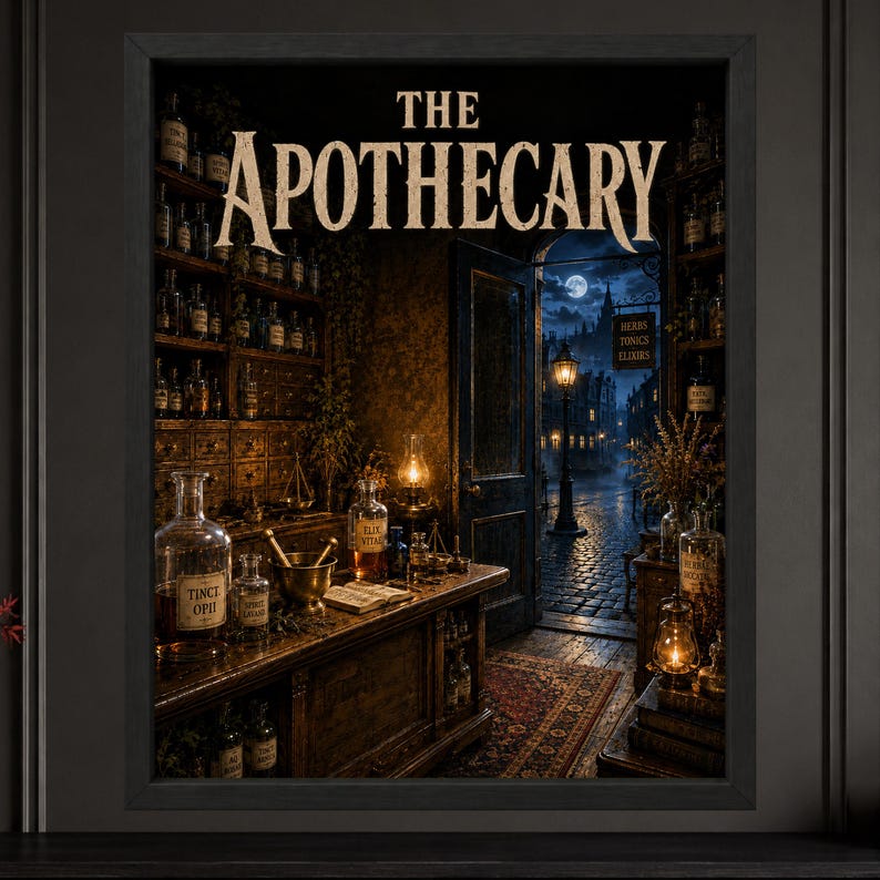 Halloween-apotekarväggkonst, gotiskt häxtryck, Dark Academia-dekor (digital nedladdning) bild 2