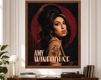 Amy Winehouse Retro-Soul-Poster, Vintage-Sängerinnenporträt, Musikzimmer-Dekoration (Digitaler Download)