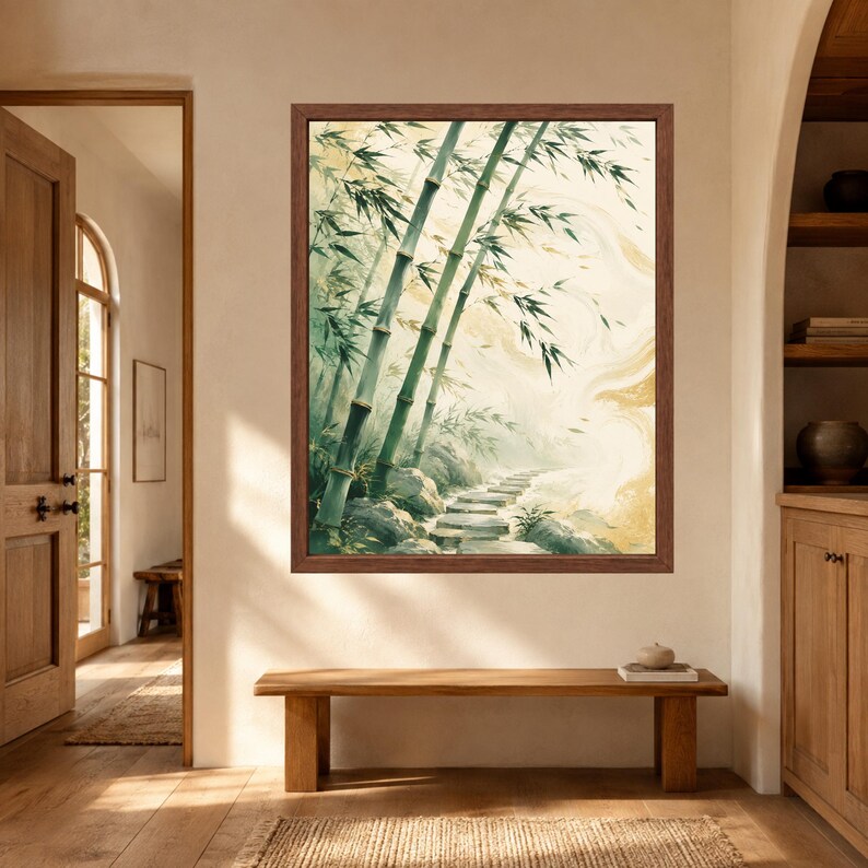 Japansk bambustigstryck, zenträdgård, Sumi E naturkonst (digital nedladdning) bild 8
