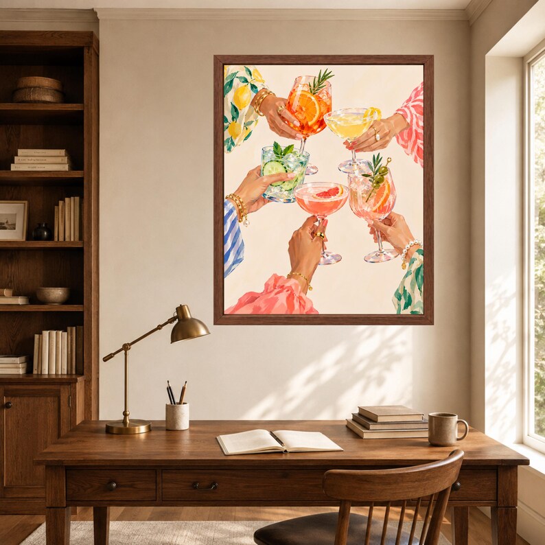 Colorful Cocktail Cheers Print, Girls Night Aperitivo Art (Digital Download) image 6