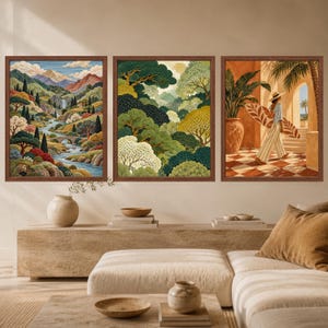 Wandbild mit Waldmotiv, grüner botanischer Druck, erdige Naturlandschaft (Digitaler Download) Bild 9