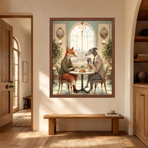 Fox and Greyhound Business Lunch Art, French Cafe Decor (Digital Download) image 8