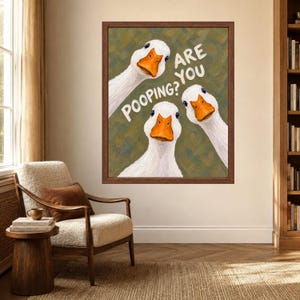 Funny Goose Bathroom Print, Sage Green Toilet Humor Art (Digital Download) bild 3