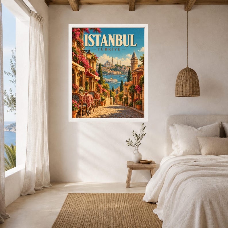 Istanbul Travel Poster, Türkiye Wall Art, Galata Tower Print, Bosphorus City Decor, Digital Download image 5