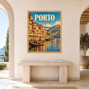 Porto Portugal Travel Poster, Douro River, Dom Luis Bridge Print (Digital Download) image 9