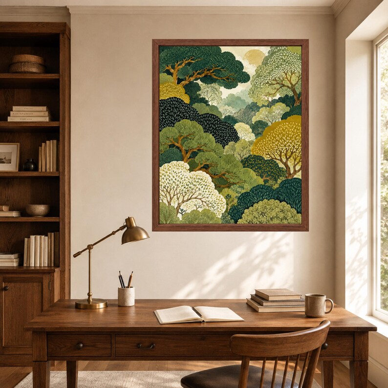 Wandbild mit Waldmotiv, grüner botanischer Druck, erdige Naturlandschaft (Digitaler Download) Bild 6