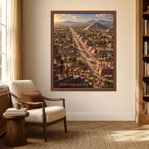 Teotihuacan 400 CE Reconstructed Cityscape, Pyramid of the Sun, Mesoamerican History Print (Digital Download) image 3