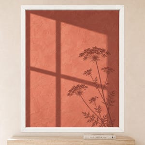Terracotta Botanical Shadow Print, Minimalist Floral Window Art (Digital Download) image 2
