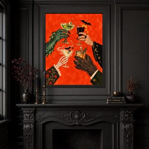 Halloween Cocktail Wall Art, Skeleton Cheers Print, Spooky Drinks (Digital Download) image 3