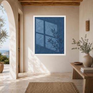 Blue Olive Branch Shadow Print, Minimalist Nature Wall Art (Digital Download) image 6