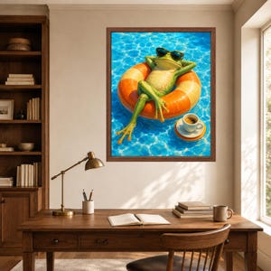 Funny Frog Pool Float Wall Art, Sunglasses Summer Print (Digital Download) image 7