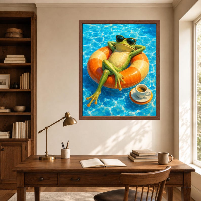 Funny Frog Pool Float Wall Art, Sunglasses Summer Print (Digital Download) image 7