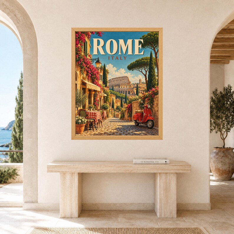 Rome Travel Poster, Colosseum Wall Art, Italy Travel Print, Italian City Decor, Digital Download image 8