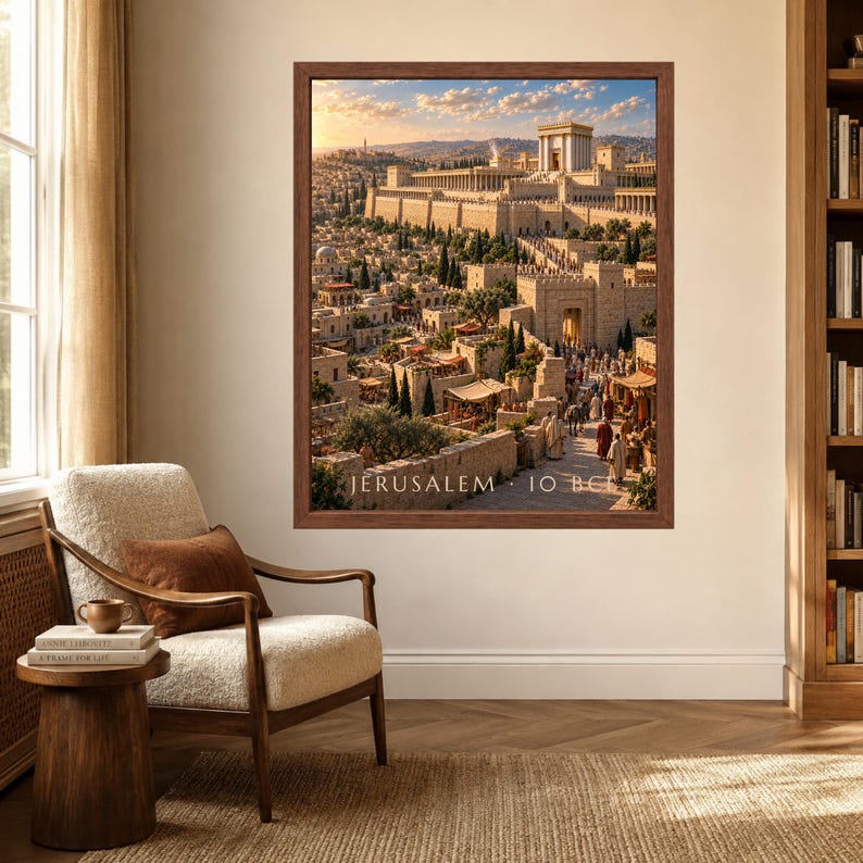 Jerusalem Wall Art, Second Temple Poster, Ancient Jerusalem Print, Biblical Archaeology Decor, Digital Download image 3