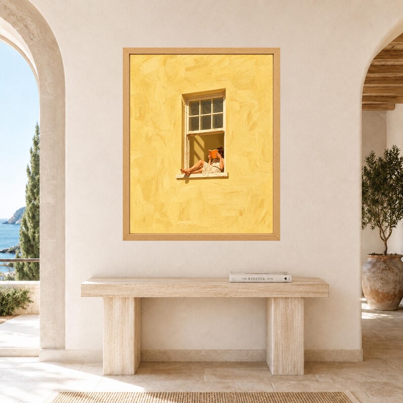 Woman Reading Window Art, Yellow Wall Print, Book Lover Decor (Digital Download) image 7
