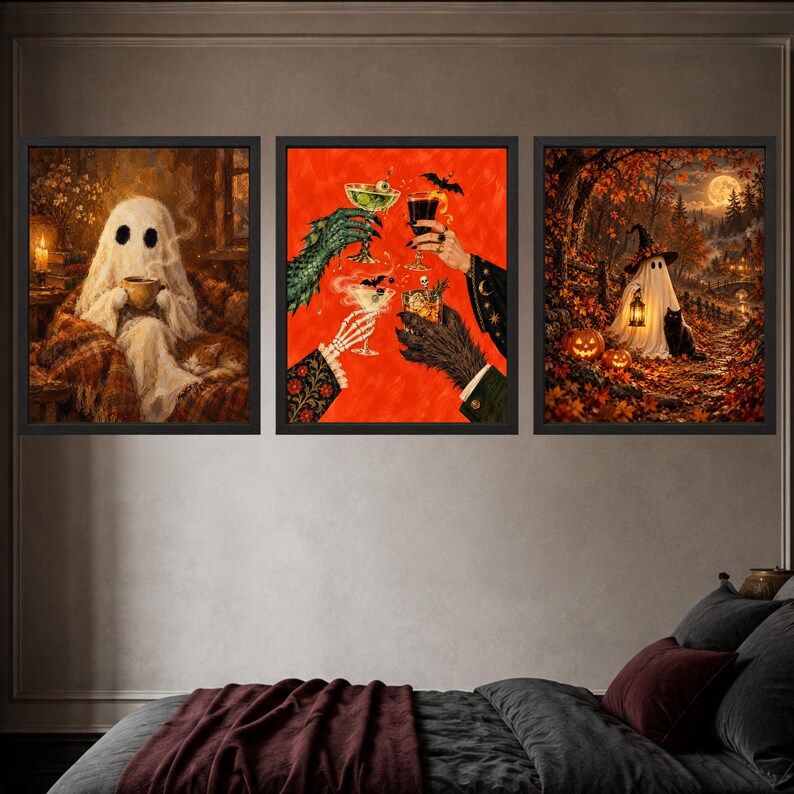 Halloween Cocktail Wall Art, Skeleton Cheers Print, Spooky Drinks (Digital Download) image 9