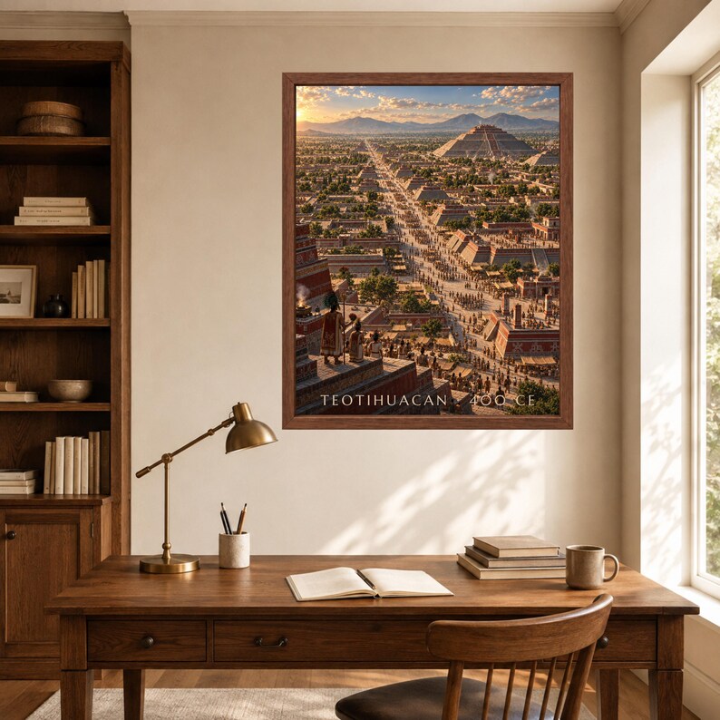 Teotihuacan 400 CE Reconstructed Cityscape, Pyramid of the Sun, Mesoamerican History Print (Digital Download) image 6