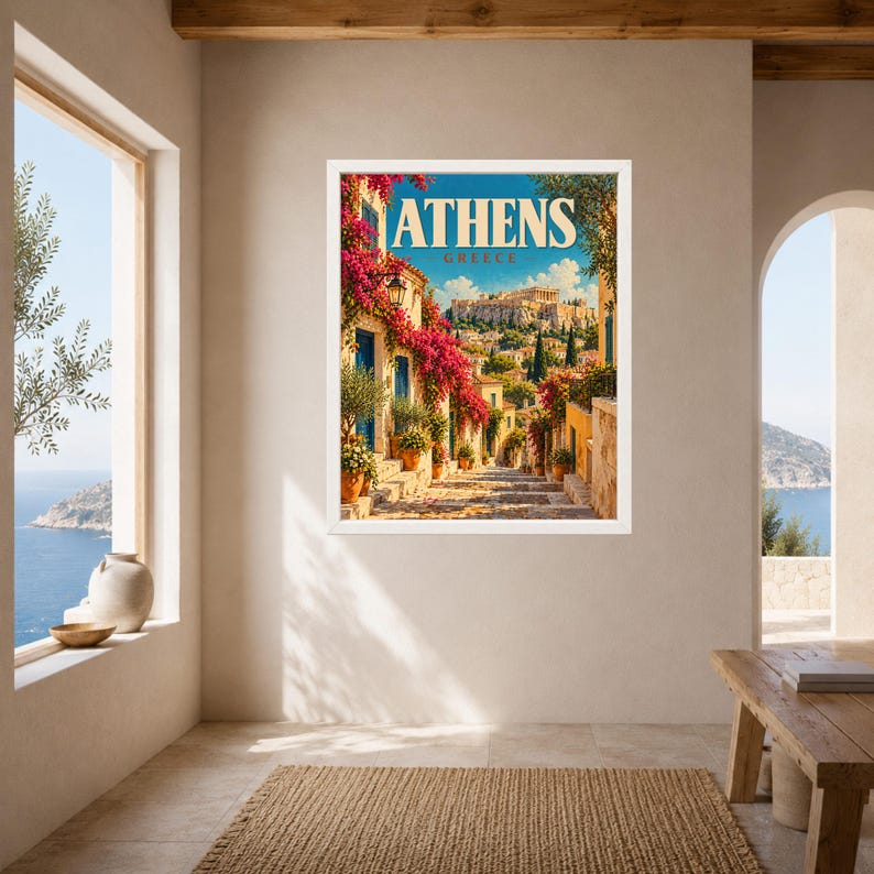 Athens Greece Travel Poster, Acropolis Wall Art, Parthenon Print, Mediterranean City Decor, Digital Download image 7