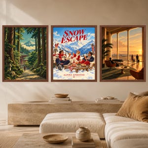 Vintage Alpine Ski Lodge Print, Snow Escape Aperitivo Gathering (Digital Download) image 9