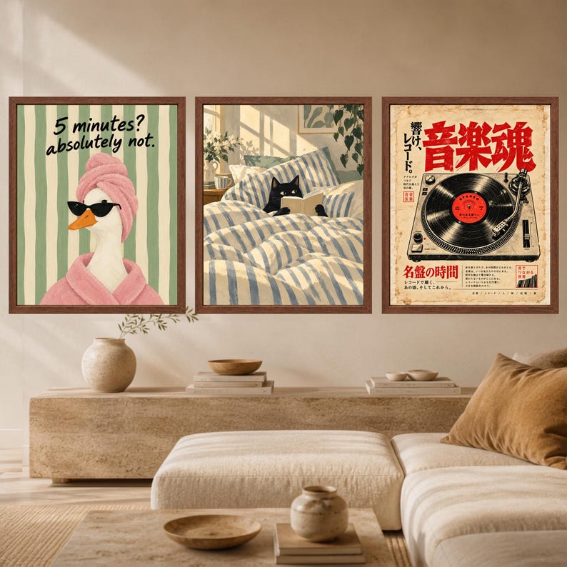 Black Cat Reading in Bed Print, Cozy Bedroom Wall Art (Digital Download) image 9