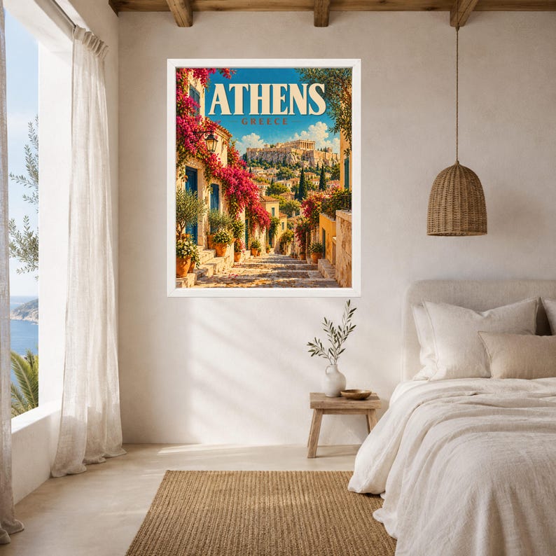 Athens Greece Travel Poster, Acropolis Wall Art, Parthenon Print, Mediterranean City Decor, Digital Download image 5