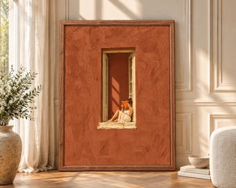 Terracotta Window Reading Nook Print, Mediterranean Book Lover Art (Digital Download)