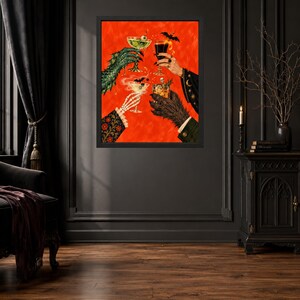 Halloween Cocktail Wall Art, Skeleton Cheers Print, Spooky Drinks (Digital Download) image 7