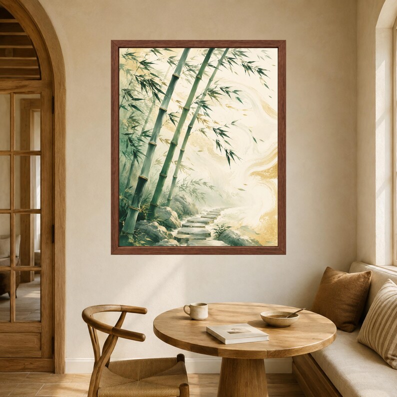 Japansk bambustigstryck, zenträdgård, Sumi E naturkonst (digital nedladdning) bild 5