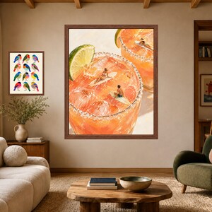Lámina decorativa Margarita, póster de cóctel surfero, póster de bar tropical, decoración veraniega costera, descarga digital. imagen 7