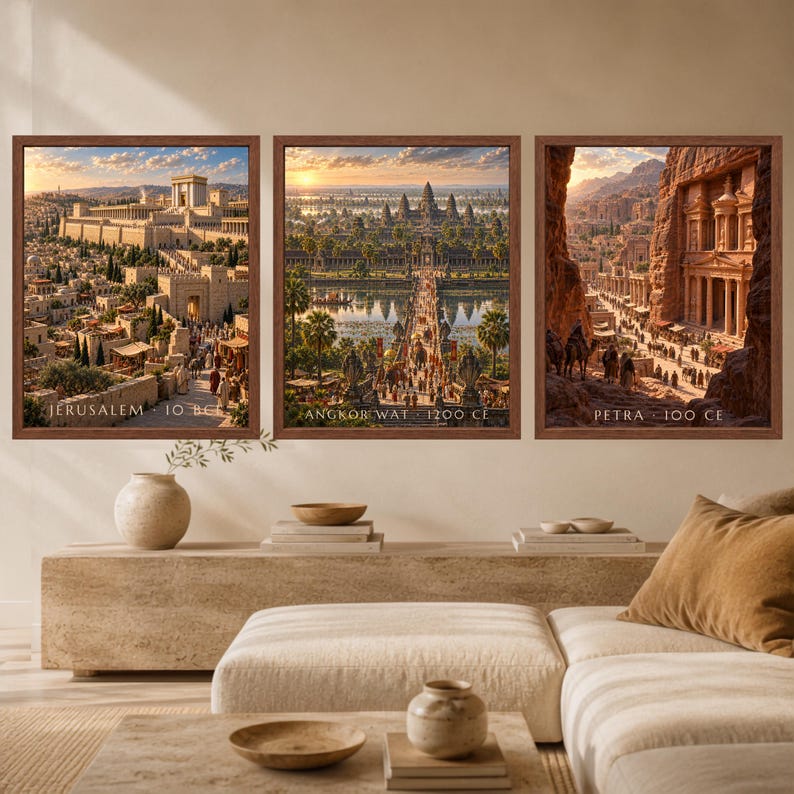 Angkor Wat 1200 CE Reconstructed Cityscape Print, Khmer Empire Art (Digital Download) image 9