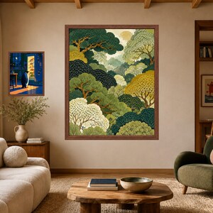 Wandbild mit Waldmotiv, grüner botanischer Druck, erdige Naturlandschaft (Digitaler Download) Bild 7