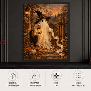 Funny Halloween Ghost Toilet Paper Print, Witch Hat, Black Cat, Autumn Decor (Digital Download) image 10