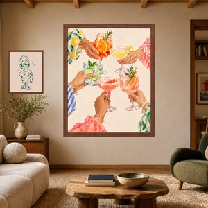 Colorful Cocktail Cheers Print, Girls Night Aperitivo Art (Digital Download) image 7