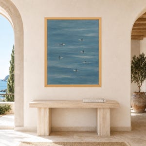 Minimalist Surfers Ocean Print, Muted Blue Coastal Wall Art (Digital Download) image 7