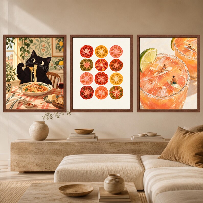 Tomatväggkonst, färgglatt kökstryck, arvegods-tomataffisch, retro matdekor, digital nedladdning bild 10