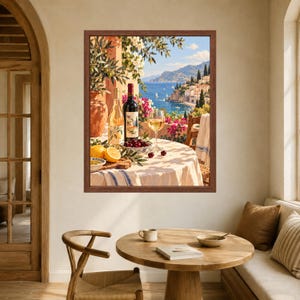 Mediterranean Wine and Lemon Print, Italian Coast Kitchen Decor (Digital Download) imagen 5