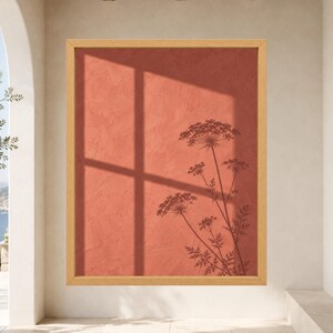Terracotta Botanical Shadow Print, Minimalist Floral Window Art (Digital Download) image 9