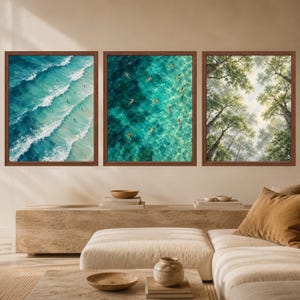 Aerial Ocean Swimmers Print, Turquoise Sea Pattern, Coastal Art (Digital Download) image 10