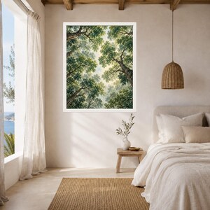 Forest Canopy Print, Looking Up Trees, Green Botanical Wall Art (Digital Download) zdjęcie 5