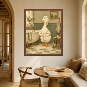 Funny Duck Spa Day Print, Sage Green Bathroom Decor (Digital Download) image 5