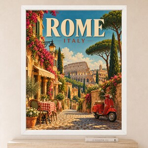 Rome Travel Poster, Colosseum Wall Art, Italy Travel Print, Italian City Decor, Digital Download image 2