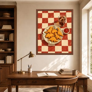 Dino Nugget Kitchen Print, Retro Diner Food Art (Digital Download) imagen 6