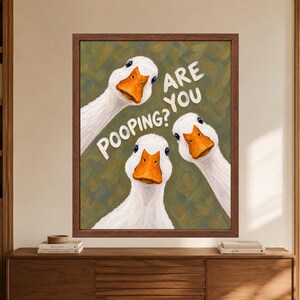 Funny Goose Bathroom Print, Sage Green Toilet Humor Art (Digital Download) bild 8